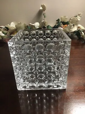 Square Clear Pressed Bubbles Flower Vase 4 3/4” Tall • $15.99