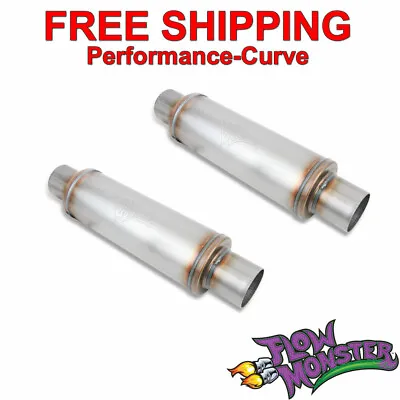 (Pair) FlowMonster Stainless Resonator Muffler 3 In / Out 5  Round 12867-FM • $94.95