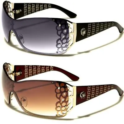 Designer Kleo Wrap Sunglasses Oversized Rimless Shield Uv400 Ladies Womens Girls • £13.99