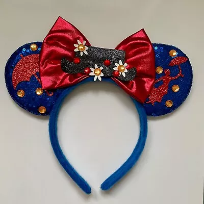 Mary Poppins Disney Parks Inspired Headband Minnie Mickey Mouse Ears With Bow • £11