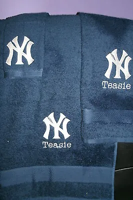 Yankees Personalized 3 Piece Bath Towel Set Baseball Yankees ANY TEAM & COLOR • $28