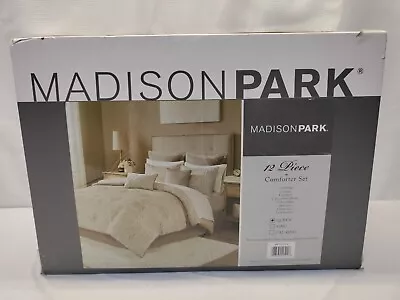 Madison Park Maisie Khaki 12 Piece Queen Jacquard Comforter Set With Bed Sheets • $103.99