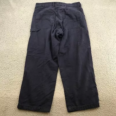 Work N Wear Carpenter Pants Adult 32x28 Blue Flannel Lined Straight Leg 44593 • $16.99