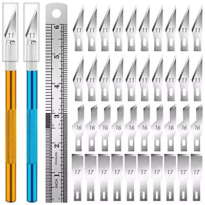 Kit Exacto Knife Set 40 Blade Refill Xacto Knives Leather Craft Pen Cutter Razor • $10.60