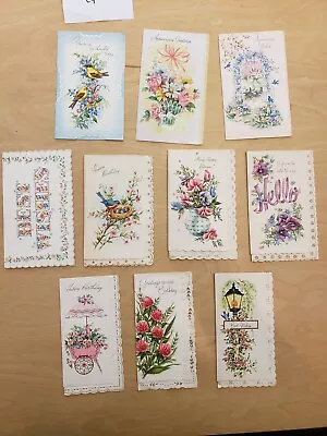 Lot Of 10 Vintage Greeting Cards  Embossed Vellum Die Cut Blank ~ No Env~ (C4) • $8