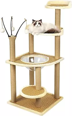 Remixori 122cm Multi-Level Cat Tree Tower With Sisal-Covered Scratching Posts • $89.99