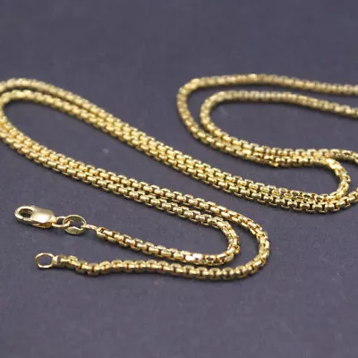 Au750 Real 18K Yellow Gold Necklace Women Men 2mm Round Box Link 24inch/7.1g • $1019.52