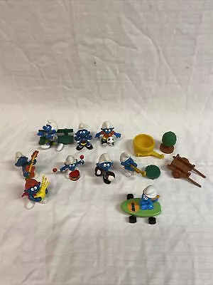 Vintage Smurf PVC Figure Lot  Smurfette Skateboard Mushroom House Parts Schleich • $17.50