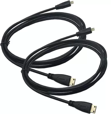 2Pack 6Feet Micro HDMI Male Type D To Type C Mini HDMI Male Connector Adapter Ca • $19.36