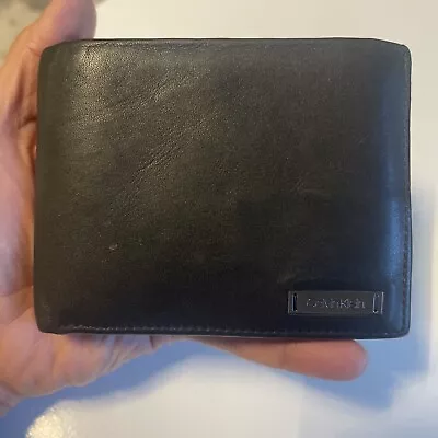 Calvin Klein Wallet Gentlemen Large Black Leather Trifold Wallet Cardholder • £19.99