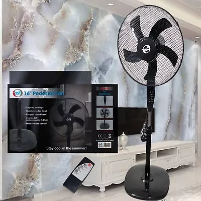 £39.96 • Buy Black Remote Control Standing Pedestal Stand Fan Adjustable Oscillating Rotating