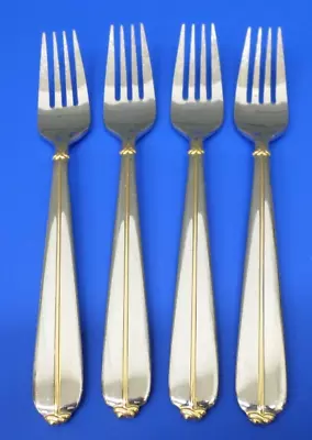 4 - Mikasa TRAPUNTO D'ORO Gold Accent 18/8 Stainless Japan Flatware DINNER FORKS • $38.95