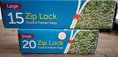 4 Boxed Zip Lock Food Storage Freezer Bags Resealable Reusable 2 Large 2 Small • £9.99