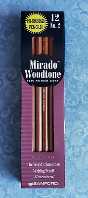 VIntage NIB Sanford MIRADO Woodtone 100% Cedar #2 Pencils 12 Pack USA #02079 • $7