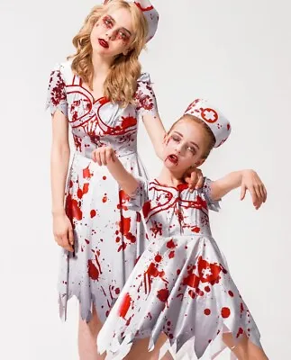 £14.85 • Buy Zombie Nurse Costume Halloween Kids Women Novelties Fancy Dress 3Pcs