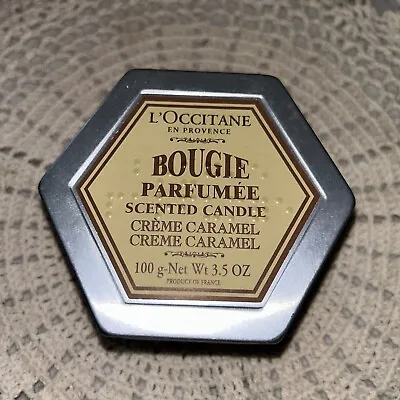 L’Occitane Bougie Candle 3.5 OZ Hexagon Tin  Crème Caramel Scent New • $19