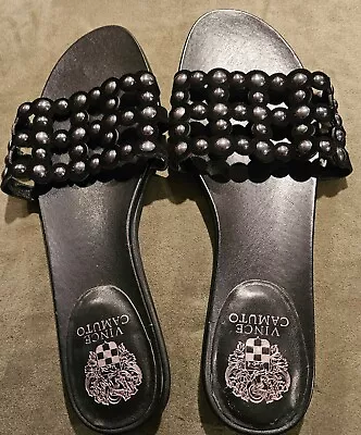 Vince Camuto Leather Studded Sandal Slide Ellanna Black Size 11 • $35