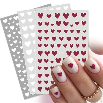 $1.10 • Buy Valentines Day 3D Nail Stickers Love Heart Holographic Nail Art Decals Manicure