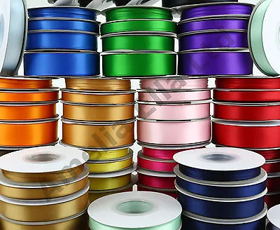 £3.29 • Buy 25m/50m Double Sided Faced SATIN Quality Tying Ribbon 3,10,15 & 25mm Widths