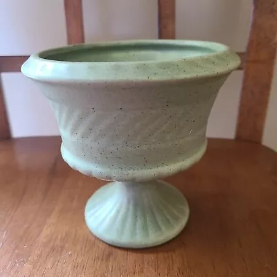 Haeger Pottery Pedestal Vase Pot Planter Matte Celadon ” #2955 Rope Embossed • $8.96