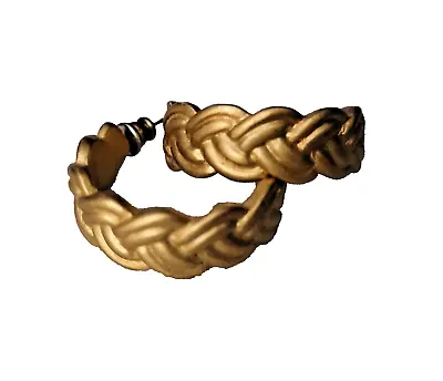 Vintage Trifari Gold Tone Braided Hoops Pierced Earrings Chunky Rope  • $18.99