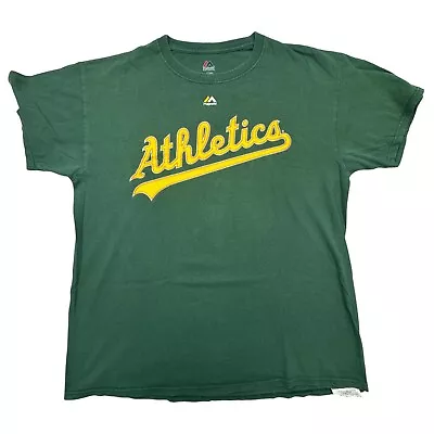 Oakland Atheltics Khris Davis #2 Mens T-Shirt L Green Majestic Short Sleeve • $0.99