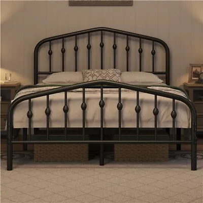 Metal Bed Frame With Arched Headboard And Footboard/Heavy Duty Slat Support • £106.99