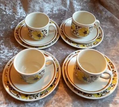 Set Of 4 Sampson Bridgwood Trios   Melanie  Cups With Saucers Small Plates • £12