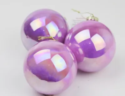 £9.99 • Buy Gisela Graham Christmas Pink Marbled Glass Bauble Ball Decoration X 3