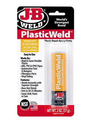 J-B Weld PlasticWeld Plastic Repair Epoxy Putty • $23.63