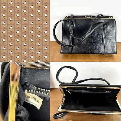 £6.99 • Buy Vintage Maclaren Bag Black Top Handle 1950s Office Chic Day Faux Leather