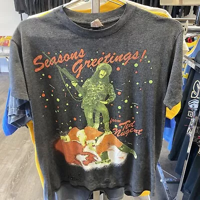 Vintage 1990 TED NUGENT T Shirt Seasons Greetings Dead Santa Shirt Mens M 445 • $149.99