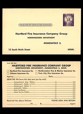 MayfairStamps US Minnesota Hartford Fire Insurance Minneapolis Stationery Card A • $1
