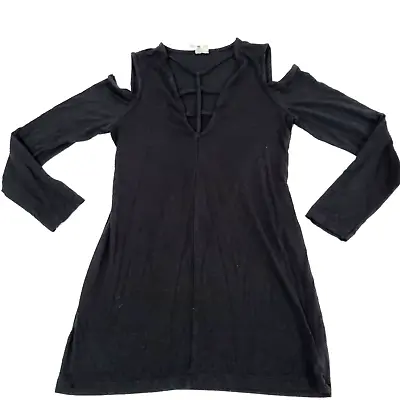 $24.95 • Buy ASOS Dress Women Size 12 UK 8 US Black Long Sleeve Above Knee Cold Shoulder
