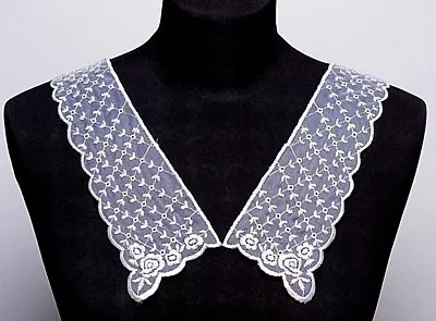 Embroidered Organza Lace Collar White - Dotted Design 140149 • £2.95