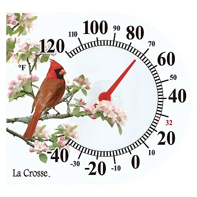 104-106 La Crosse 6  Indoor/Outdoor Window Cling Thermometer - Cardinal • $14.95
