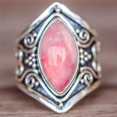 Marquise Pink Crystal Zircon Personalized Women Jewelry Statement Ring Size 7 • $0.01