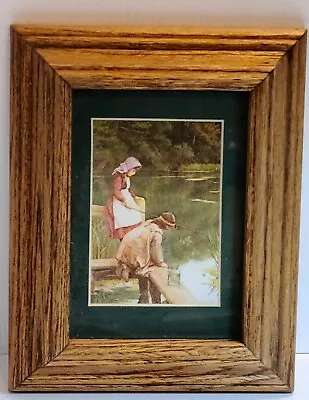 Vintage Fishing 2 Girls 8 X 10 Matted Framed Art Print • $29.98