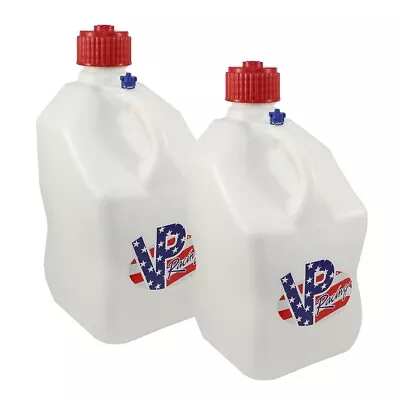 VP Racing 2 Pack Square White Patriotic Logo 5 Gal. Race Gas Can Fuel Water Jug • $69.99