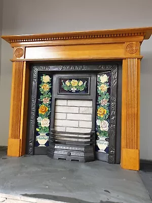 £395 • Buy 13 Cast Iron Fireplace Surround Fire Old Tiled Insert Antique Victorian Style