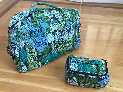 VERA BRADLEY Luggage Set Carry-On Bag Pouch Cosmetic Case Lot KATALINA BLUE Vtg • $34.99