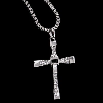 $9.99 • Buy Dom Toretto Silver Cross Necklace Fast And Furious Dominic Vin Diesel Costume