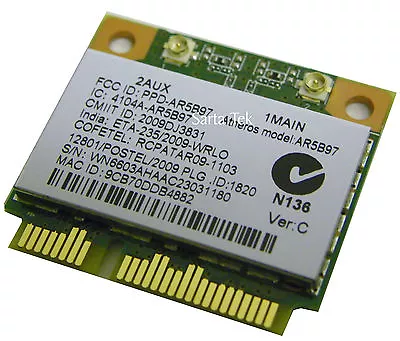 NEW Atheros AR5B97 802.11b/g/n PCI-E Half Mini OEM Lite- On: WN6603AH • $10.62