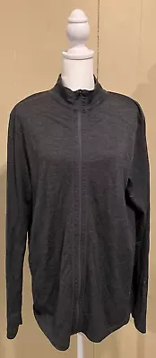 Men's Ibex Full Zip 100% Zque Merino Wool Mock Neck Base Layer Gray Large L EUC! • $39.99