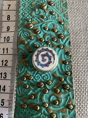 $45 • Buy Noosa Amsterdam Green  Engraved Wide Strap With Gold Stud Embellishments & Chunk