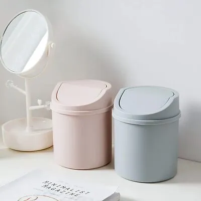 Home Office Waste Bin Small Trash Can Mini Desktop Garbage Basket Roll With Lid • £5.69