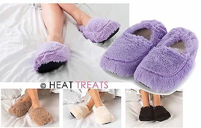 Intelex Warmies Cozy Plush Body Fully Microwavable Lavender Faux Fur SLIPPERS • £23.71