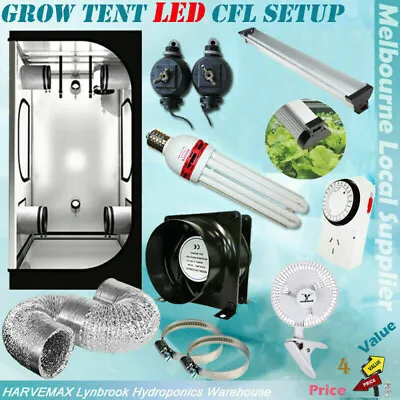 Hydroponics 4  Fan Ventilation Kit Grow Tent Setup LED CFL Dual Grow Light Combo • $69