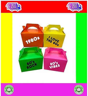 60s 70s 80s Neon Party Boxes Lunch Gift Box Favour Novelty Accessories • £3.99