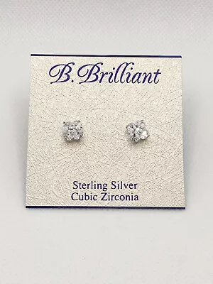 B. Brilliant Sterling Silver Cubic Zirconia Stud Earrings • $9.98